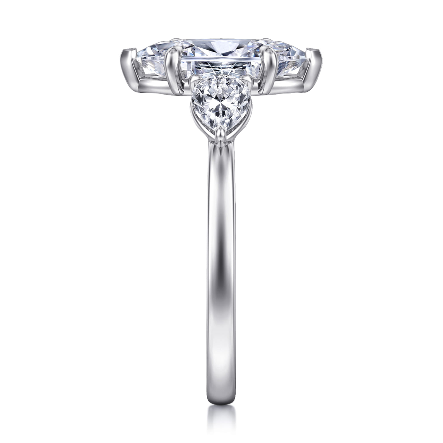 Adalia - 14K White Gold Marquise Shape Three Stone Diamond Engagement Ring - 0.6 ct - Shot 5