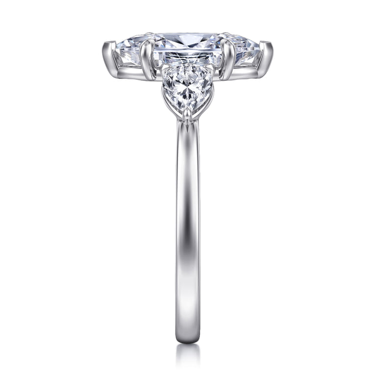 Adalia - 14K White Gold Marquise Shape Three Stone Diamond Engagement Ring - 0.6 ct - Shot 5