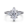 Adeline - 14K White Gold Marquise Shape Three Stone Diamond Engagement Ring - 0.35 ct