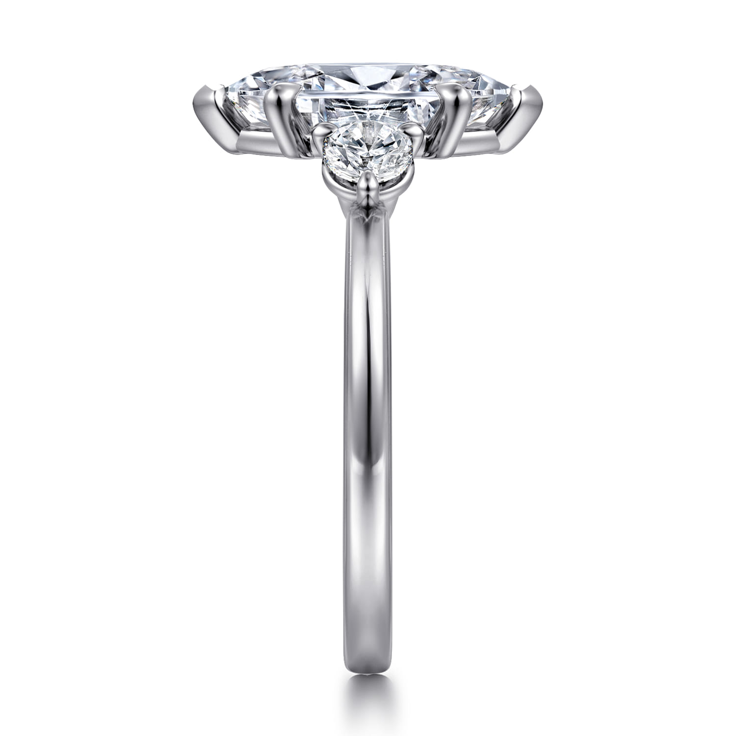 Adeline - 14K White Gold Marquise Shape Three Stone Diamond Engagement Ring - 0.35 ct - Shot 4