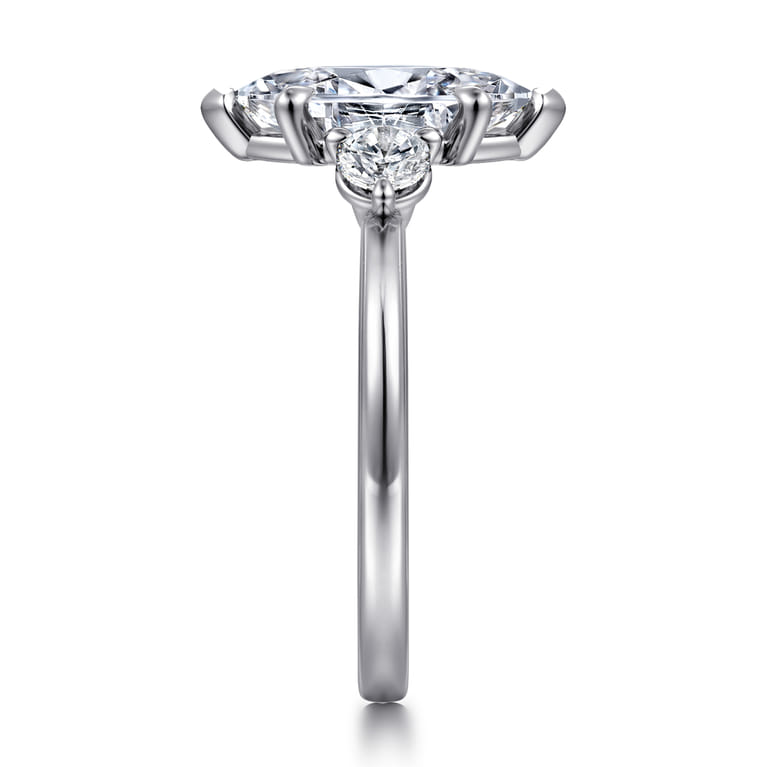 Adeline - 14K White Gold Marquise Shape Three Stone Diamond Engagement Ring - 0.35 ct - Shot 4