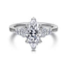 Wave - 14K White Gold Marquise Shape Diamond Engagement Ring - 0.4 ct