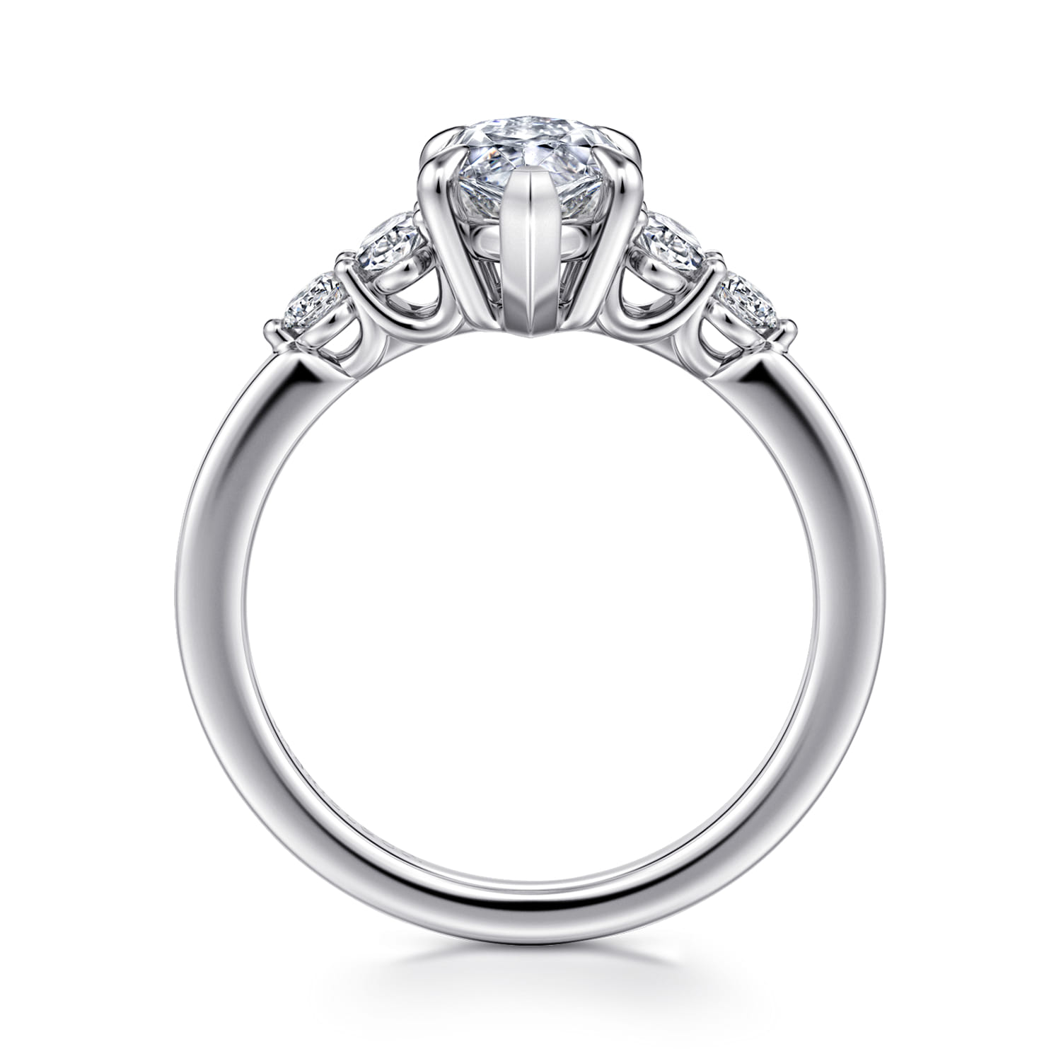 Wave - 14K White Gold Marquise Shape Diamond Engagement Ring - 0.4 ct - Shot 2