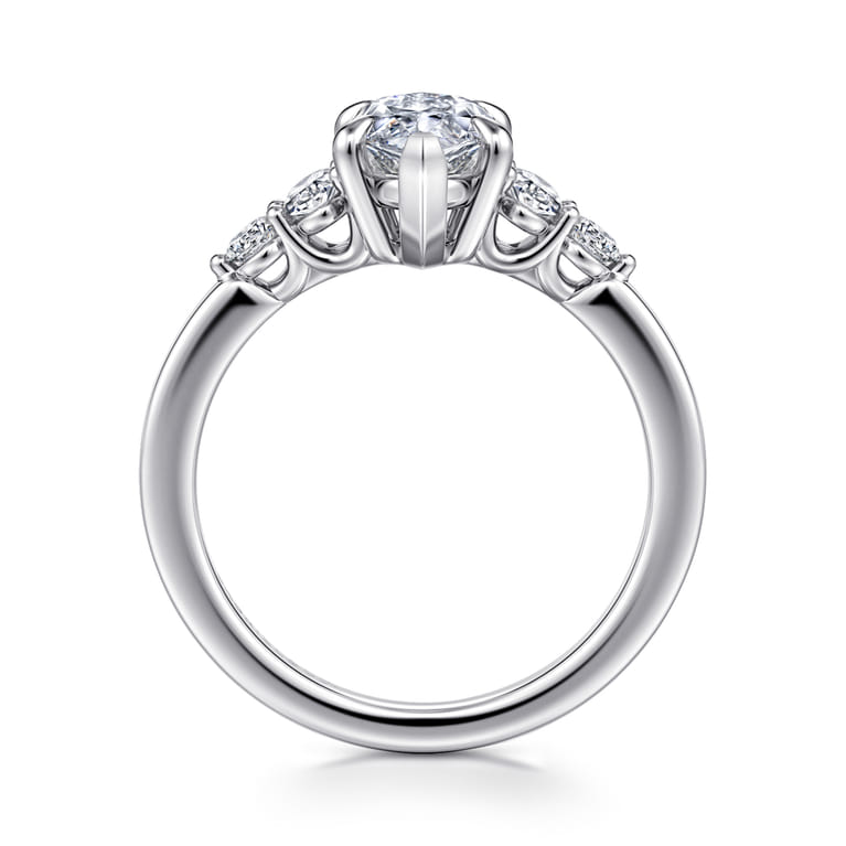 Wave - 14K White Gold Marquise Shape Diamond Engagement Ring - 0.4 ct - Shot 2