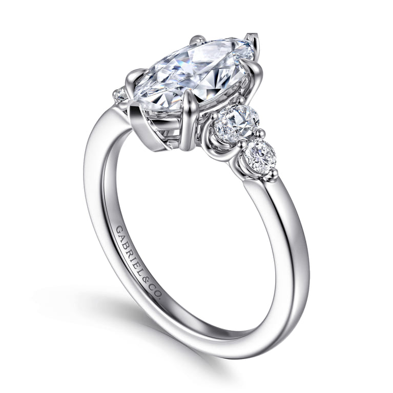 Wave - 14K White Gold Marquise Shape Diamond Engagement Ring - 0.4 ct - Shot 3