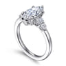 Wave - 14K White Gold Marquise Shape Diamond Engagement Ring - 0.4 ct