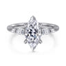 Dela - 14K White Gold Marquise Shape Three Stone Diamond Engagement Ring - 0.17 ct