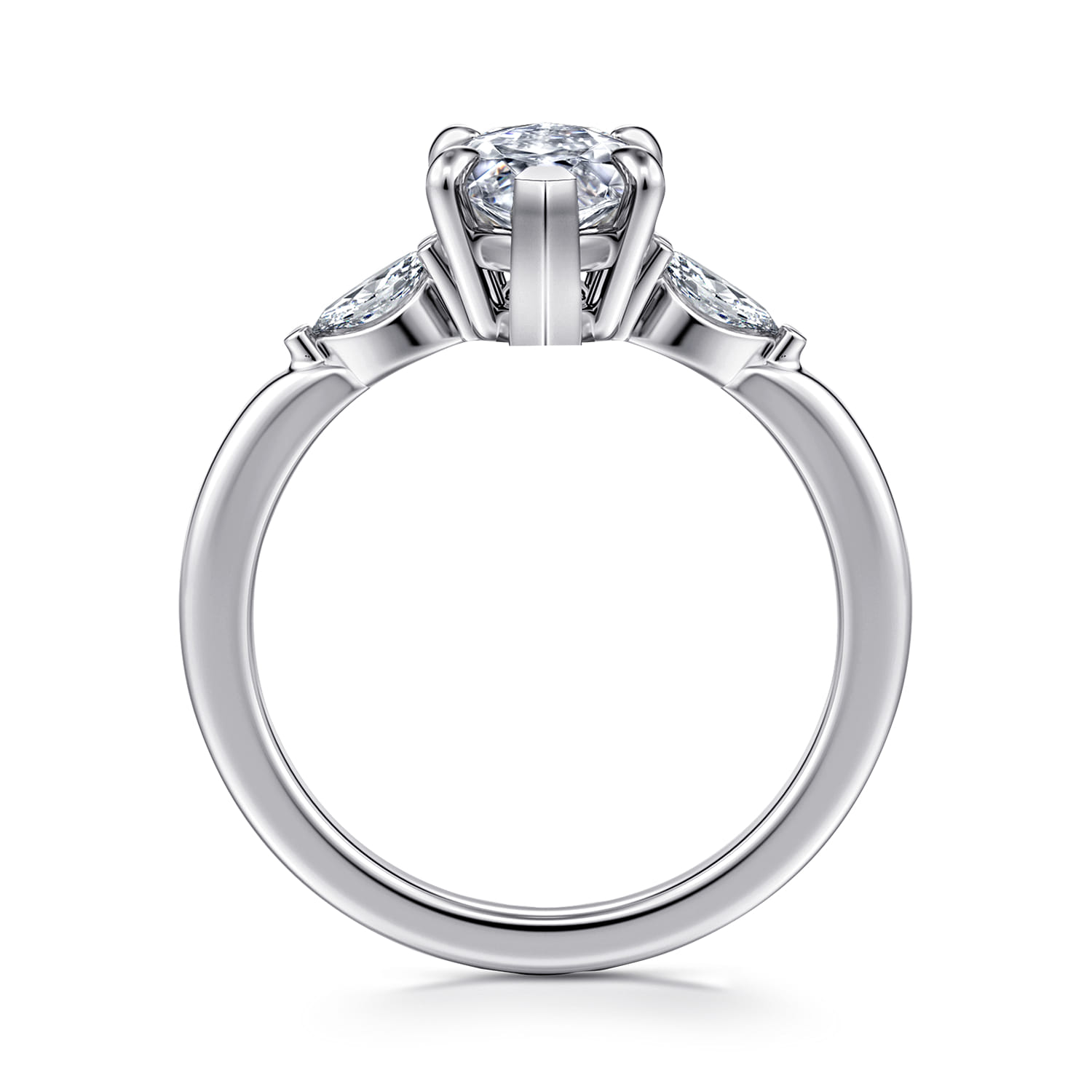 Dela - 14K White Gold Marquise Shape Three Stone Diamond Engagement Ring - 0.17 ct - Shot 2