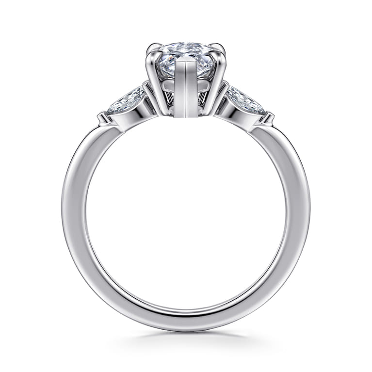 Dela - 14K White Gold Marquise Shape Three Stone Diamond Engagement Ring - 0.17 ct - Shot 2