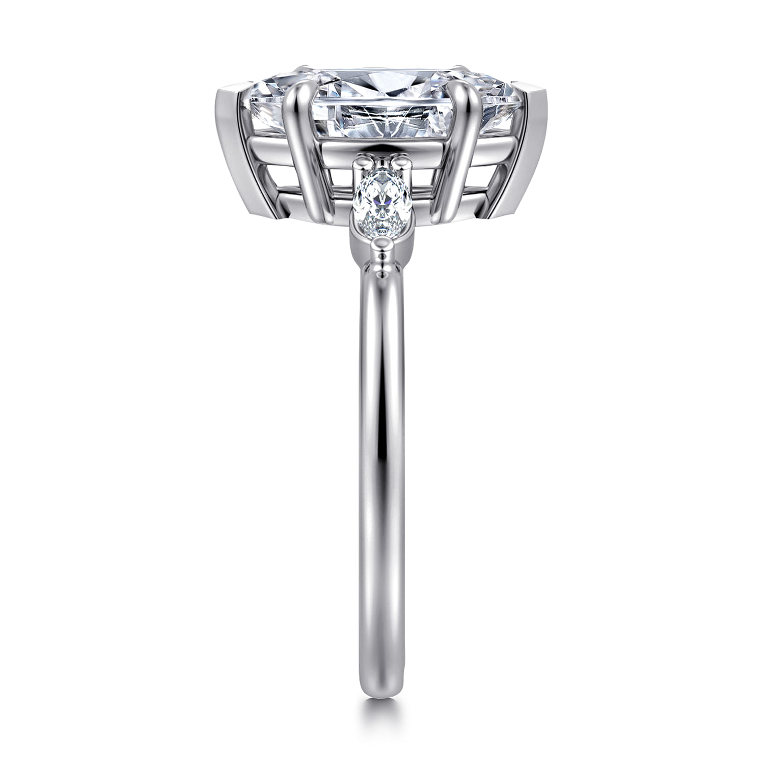 Dela - 14K White Gold Marquise Shape Three Stone Diamond Engagement Ring - 0.17 ct - Shot 4