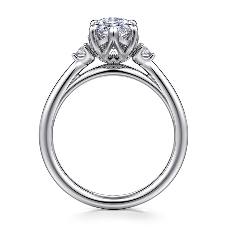 Blaise - 14K White Gold Marquise Shape Three Stone Diamond Engagement Ring - 0.08 ct - Shot 2