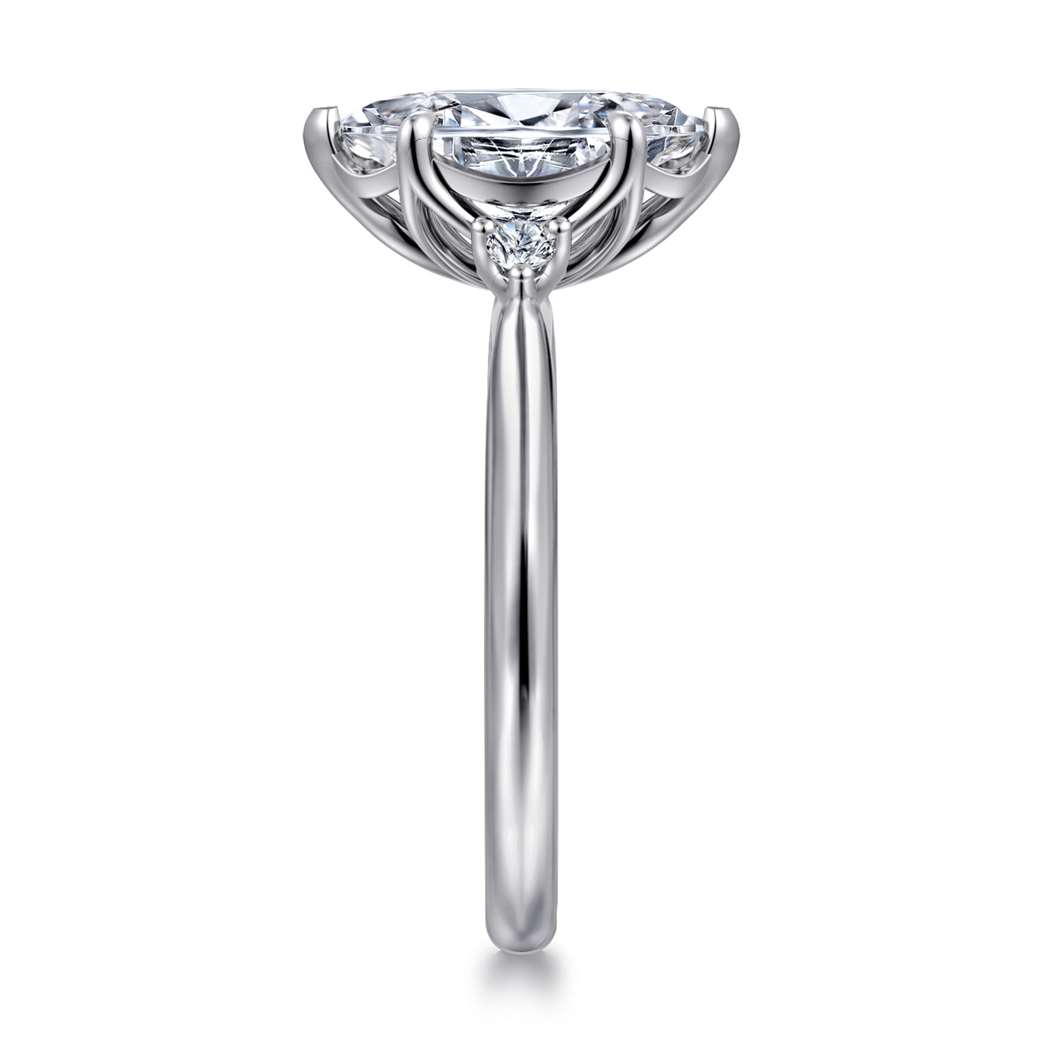Blaise - 14K White Gold Marquise Shape Three Stone Diamond Engagement Ring - 0.08 ct - Shot 4