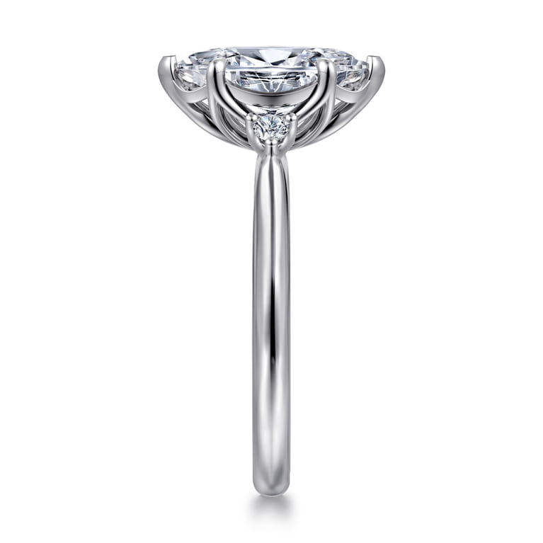 Blaise - 14K White Gold Marquise Shape Three Stone Diamond Engagement Ring - 0.08 ct - Shot 4