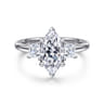 Antonia - 14K White Gold Marquise Shape Three Stone Diamond Engagement Ring - 0.5 ct