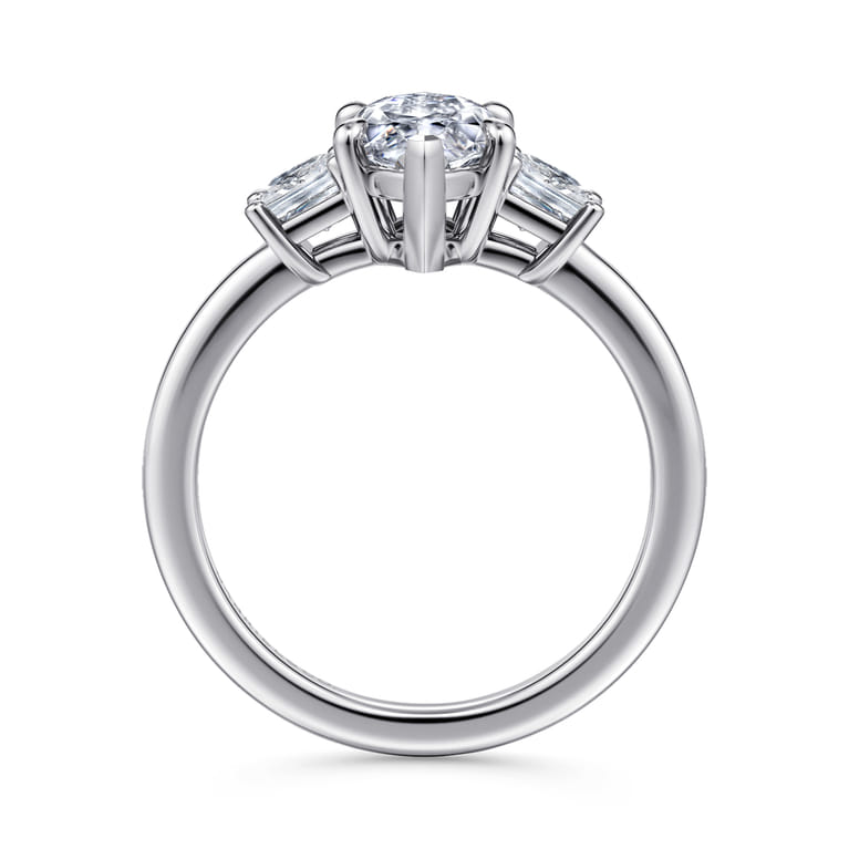 Antonia - 14K White Gold Marquise Shape Three Stone Diamond Engagement Ring - 0.5 ct - Shot 2