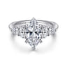 Estefani - 14K White Gold Marquise Shape Diamond Engagement Ring - 0.8 ct