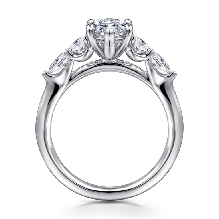 Estefani - 14K White Gold Marquise Shape Diamond Engagement Ring - 0.8 ct - Shot 2