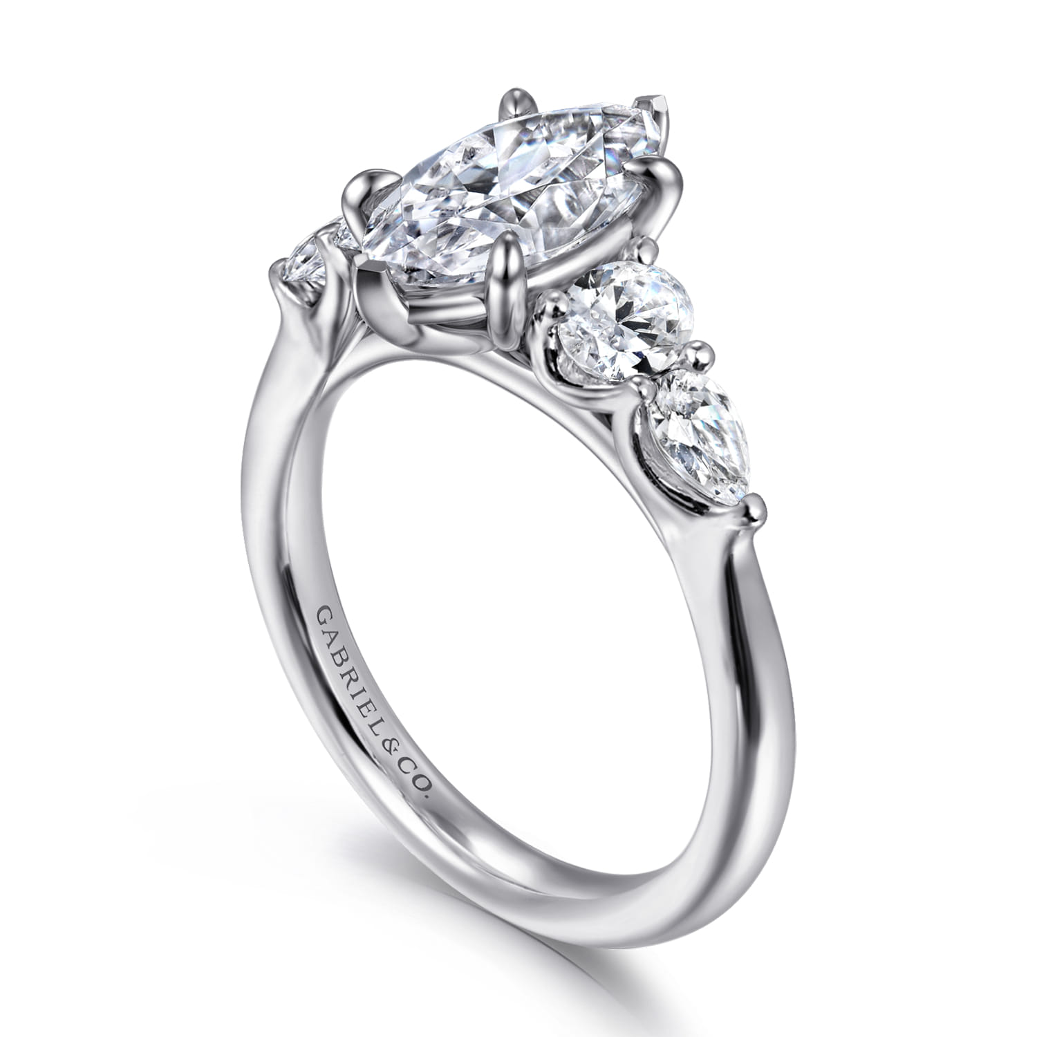 Estefani - 14K White Gold Marquise Shape Diamond Engagement Ring - 0.8 ct - Shot 3