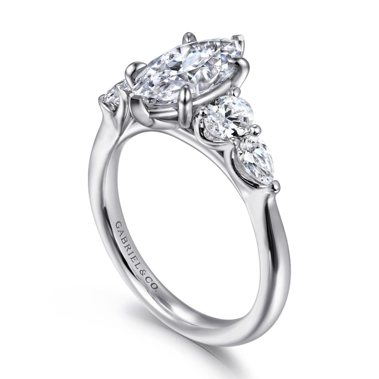 Estefani - 14K White Gold Marquise Shape Diamond Engagement Ring - 0.8 ct - Shot 3