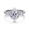 Stephi - 14K White Gold Marquise Shape Three Stone Diamond Engagement Ring - 0.5 ct