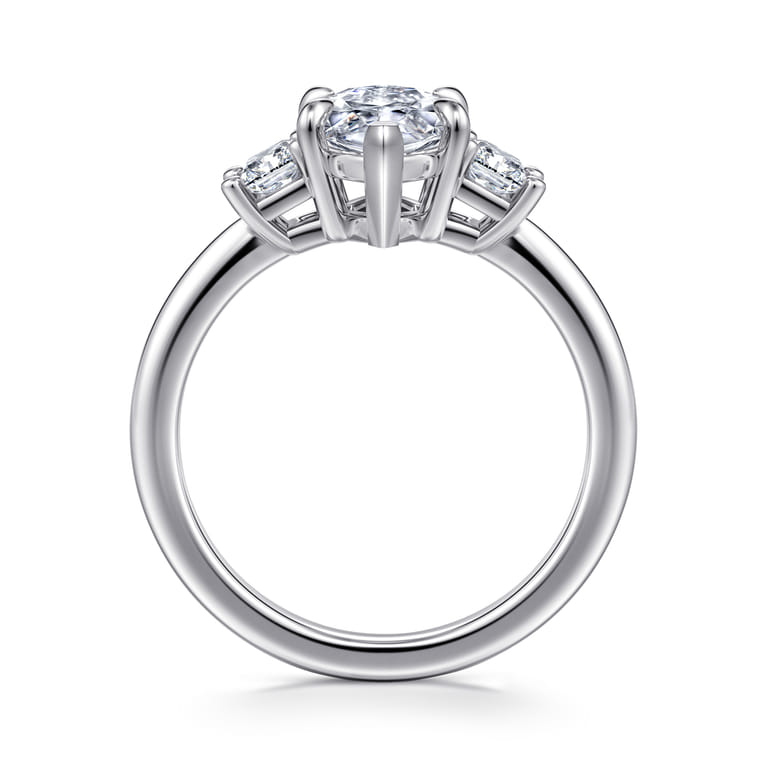 Stephi - 14K White Gold Marquise Shape Three Stone Diamond Engagement Ring - 0.5 ct - Shot 2