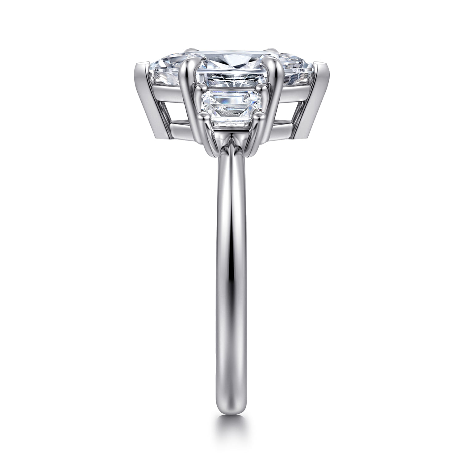 Stephi - 14K White Gold Marquise Shape Three Stone Diamond Engagement Ring - 0.5 ct - Shot 4