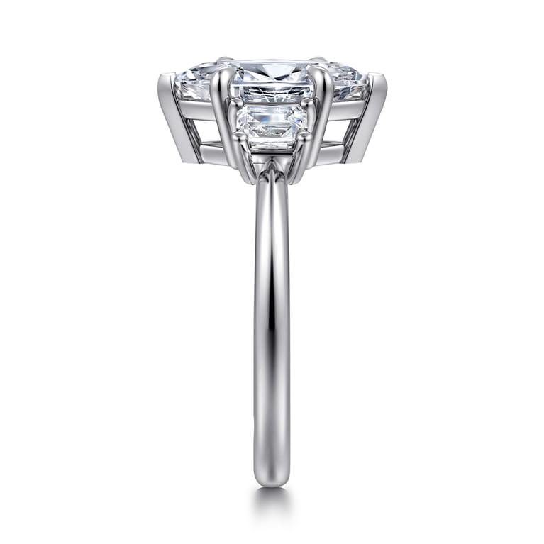 Stephi - 14K White Gold Marquise Shape Three Stone Diamond Engagement Ring - 0.5 ct - Shot 4