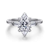 Louann - 14K White Gold Marquise Shape Three Stone Diamond Engagement Ring - 0.3 ct