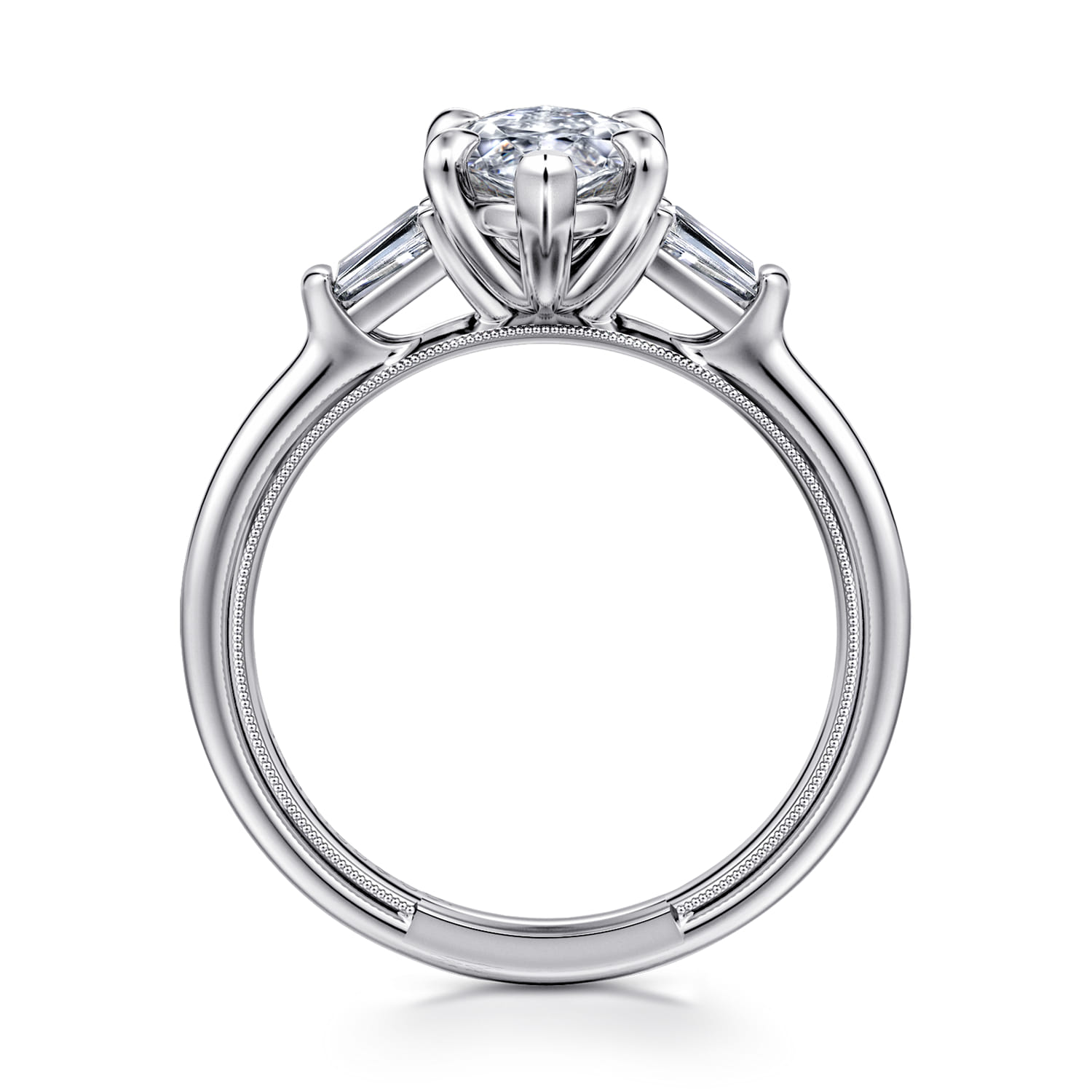 Louann - 14K White Gold Marquise Shape Three Stone Diamond Engagement Ring - 0.3 ct - Shot 2