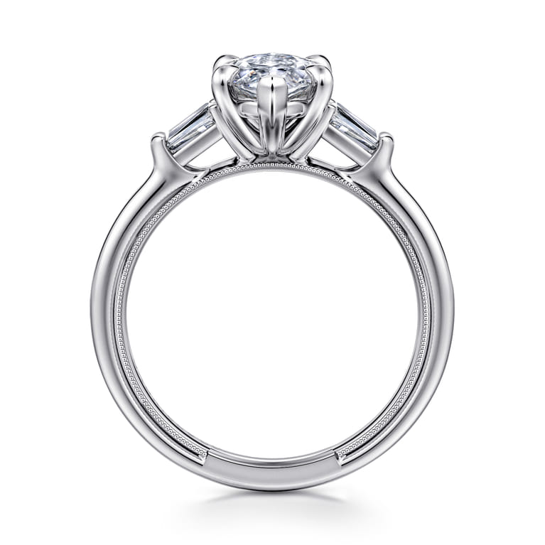 Louann - 14K White Gold Marquise Shape Three Stone Diamond Engagement Ring - 0.3 ct - Shot 2