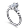 Louann - 14K White Gold Marquise Shape Three Stone Diamond Engagement Ring - 0.3 ct