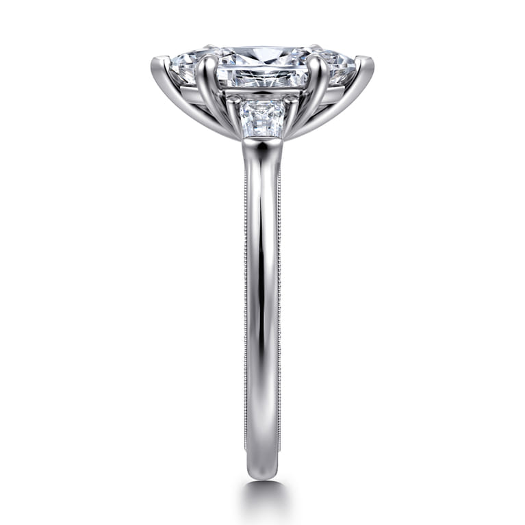 Louann - 14K White Gold Marquise Shape Three Stone Diamond Engagement Ring - 0.3 ct - Shot 4