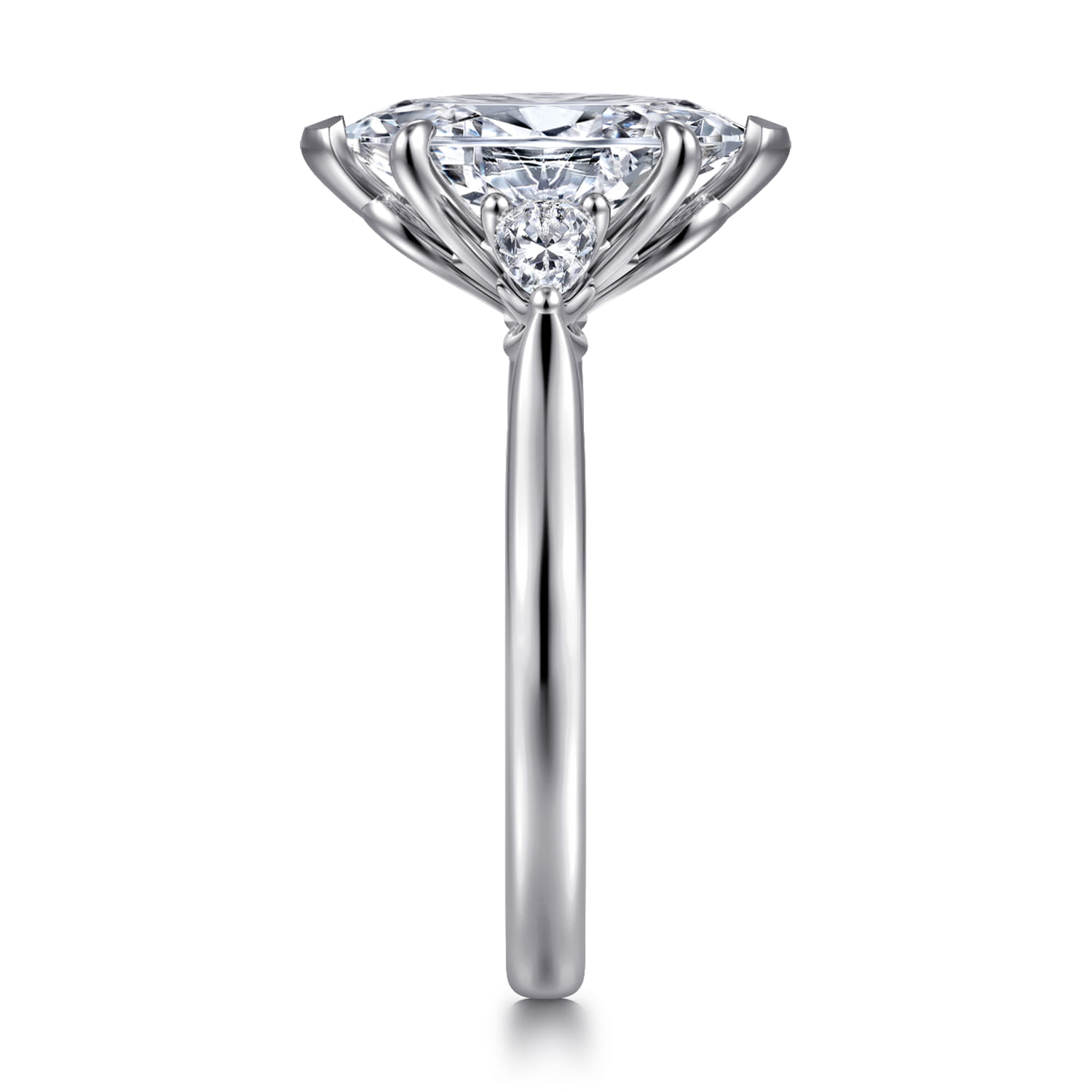 Reema - 14K White Gold Marquise Shape Three Stone Lotus Diamond Engagement Ring - 0.24 ct - Shot 4