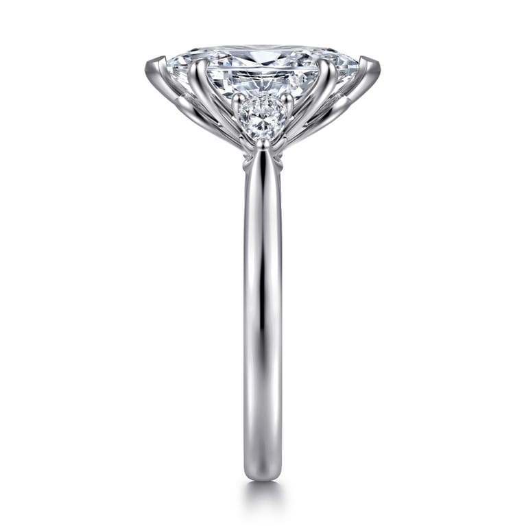 Reema - 14K White Gold Marquise Shape Three Stone Lotus Diamond Engagement Ring - 0.24 ct - Shot 4