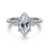 Charli - 14K White Gold Bezel Prong Marquise Shape Three Stone Diamond Engagement Ring - 0.1 ct