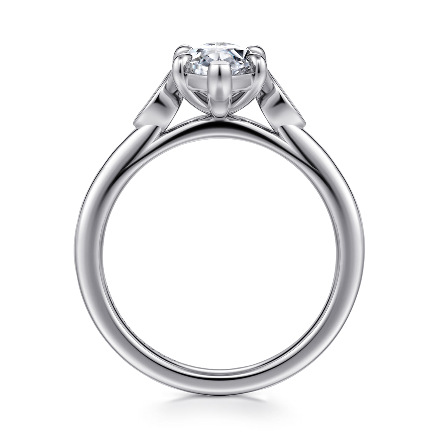 Charli - 14K White Gold Bezel Prong Marquise Shape Three Stone Diamond Engagement Ring - 0.1 ct - Shot 2