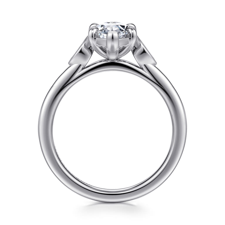 Charli - 14K White Gold Bezel Prong Marquise Shape Three Stone Diamond Engagement Ring - 0.1 ct - Shot 2