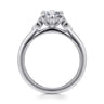 Charli - 14K White Gold Bezel Prong Marquise Shape Three Stone Diamond Engagement Ring - 0.1 ct