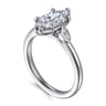 Charli - 14K White Gold Bezel Prong Marquise Shape Three Stone Diamond Engagement Ring - 0.1 ct
