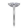 Charli - 14K White Gold Bezel Prong Marquise Shape Three Stone Diamond Engagement Ring - 0.1 ct