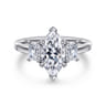 Stephi - 14K White Gold Marquise Shape Three Stone Diamond Engagement Ring - 0.6 ct