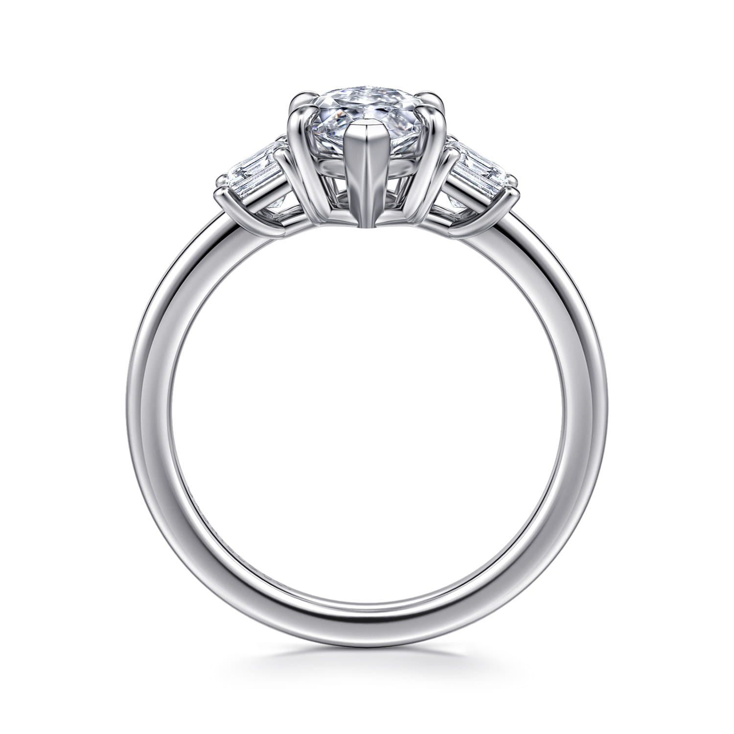 Stephi - 14K White Gold Marquise Shape Three Stone Diamond Engagement Ring - 0.6 ct - Shot 2
