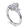 Stephi - 14K White Gold Marquise Shape Three Stone Diamond Engagement Ring - 0.6 ct