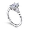 Madison - 14K White Gold Marquise Shape Three Stone Lotus Diamond Engagement Ring - 0.3 ct