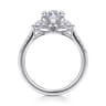 Moon - 14K White Gold Marquise Shape Three Stone Lotus Diamond Engagement Ring - 0.4 ct
