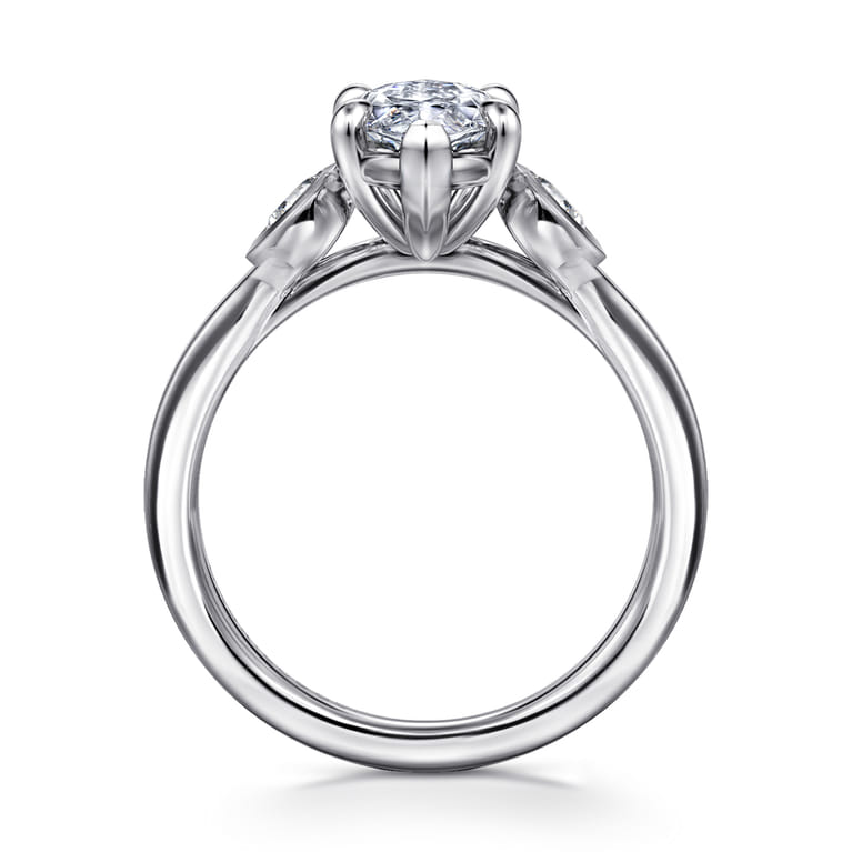 Ebony - 14K White Gold Marquise Shape Three Stone Diamond Engagement Ring - 0.19 ct - Shot 2