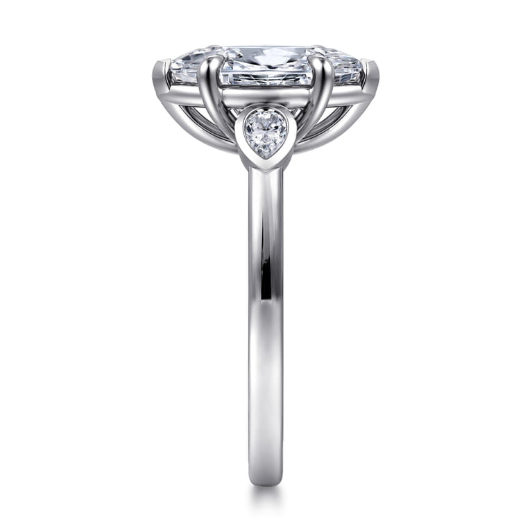 Ebony - 14K White Gold Marquise Shape Three Stone Diamond Engagement Ring - 0.19 ct - Shot 4