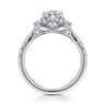 Dee - 14K White Gold Marquise Shape Three Stone Lotus Diamond Engagement Ring - 0.6 ct