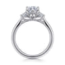 Devon - 14K White Gold Marquise Shape Three Stone Lotus Diamond Engagement Ring - 0.38 ct