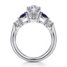 Carrie - 14K White Gold Marquise Shape Five Stone Sapphire and Diamond Engagement Ring - 0.1 ct